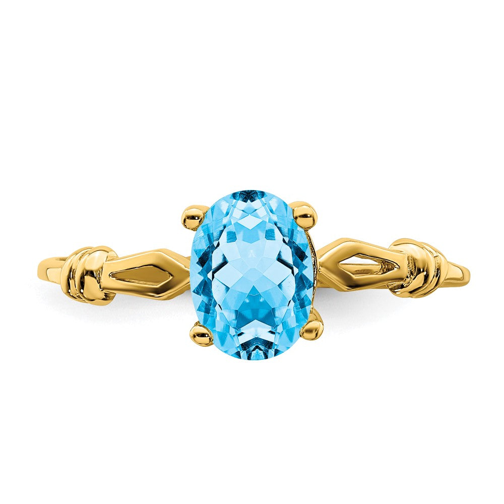 14k 7x5mm Oval Blue Topaz ring