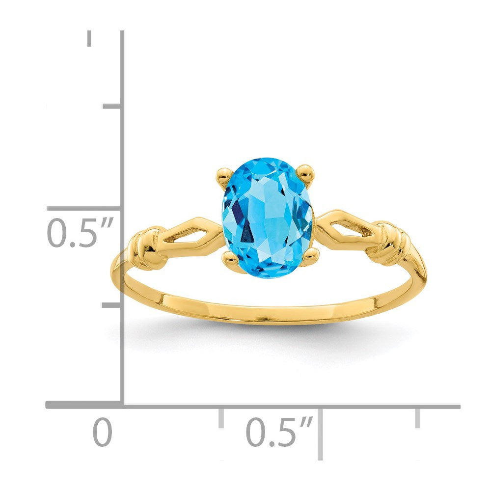14k 7x5mm Oval Blue Topaz ring