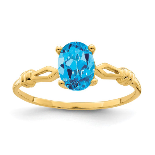 14k 7x5mm Oval Blue Topaz ring