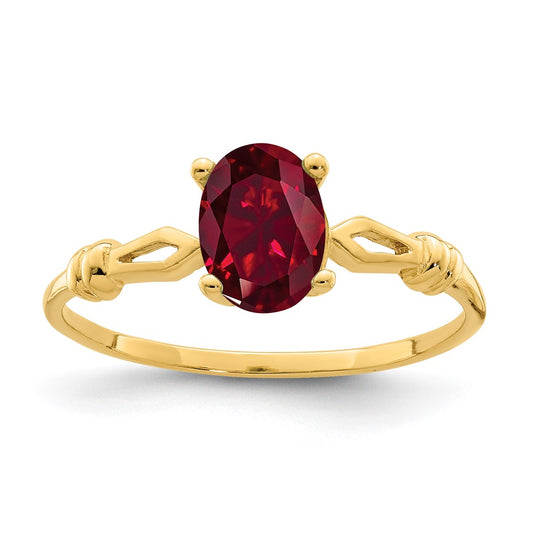 14k 7x5mm Oval Created Ruby ring