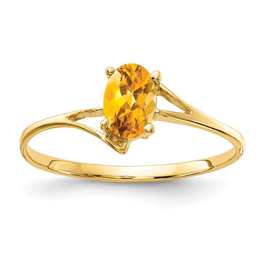 14k 6x4mm Oval Citrine ring