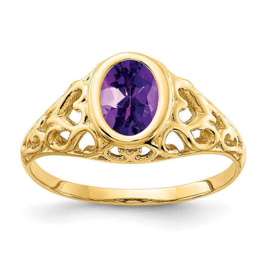 14k 7x5mm Oval Amethyst ring