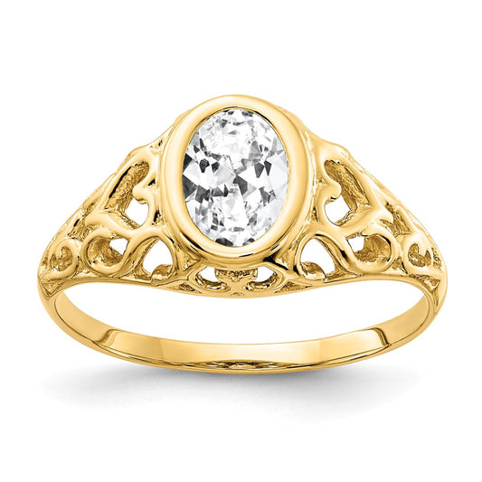 14k 7x5mm Oval Cubic Zirconia ring