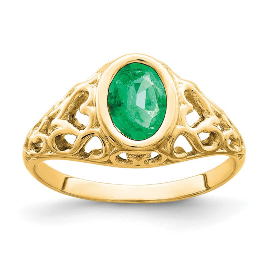 14k 7x5mm Oval Emerald ring