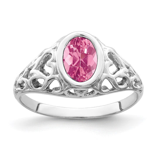 14k White Gold 7x5mm Oval Pink Tourmaline Ring