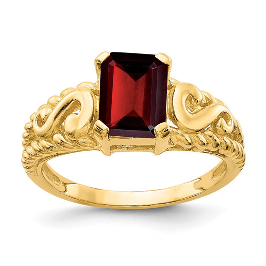 14k 8x6mm Emerald Cut Garnet ring