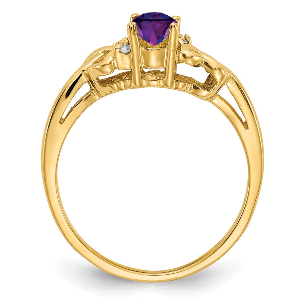 14k 6x4mm Oval Amethyst AAA Diamond ring