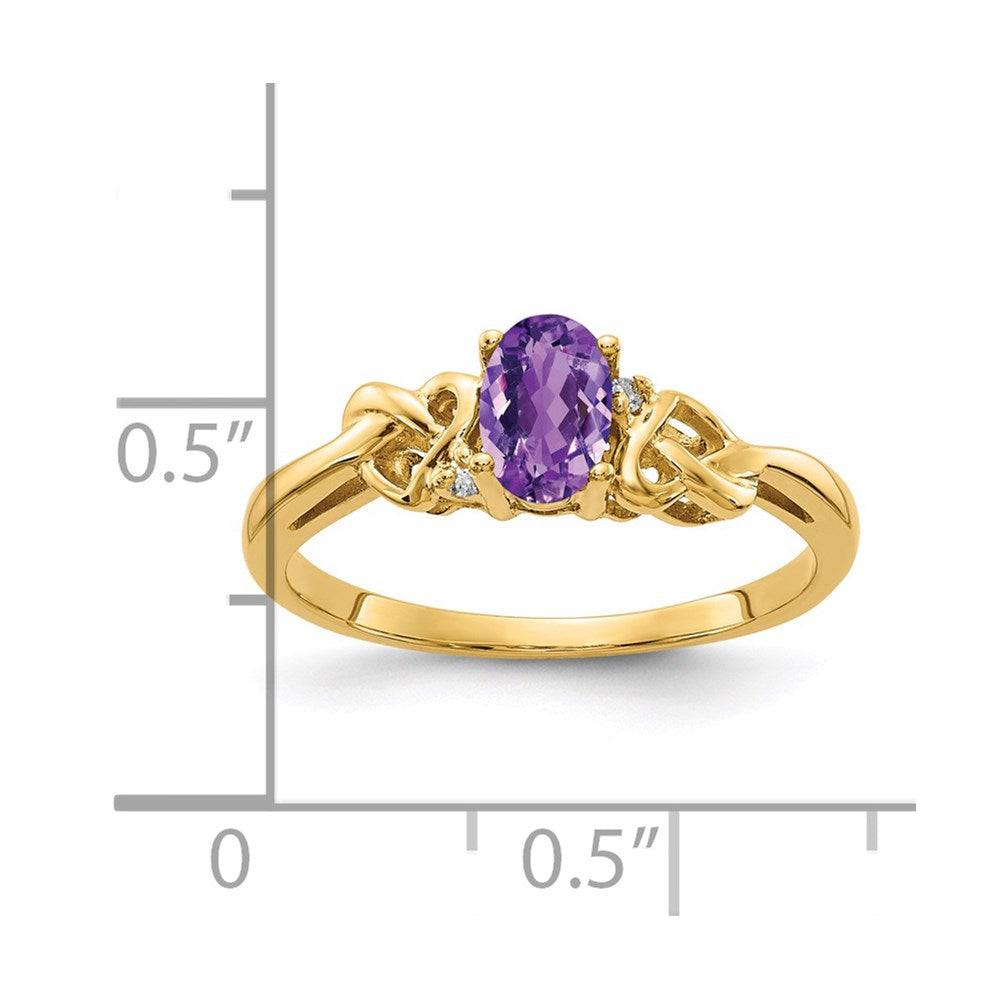 14k 6x4mm Oval Amethyst A Diamond ring