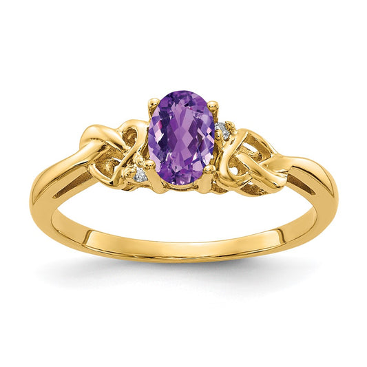 14k 6x4mm Oval Amethyst A Diamond ring
