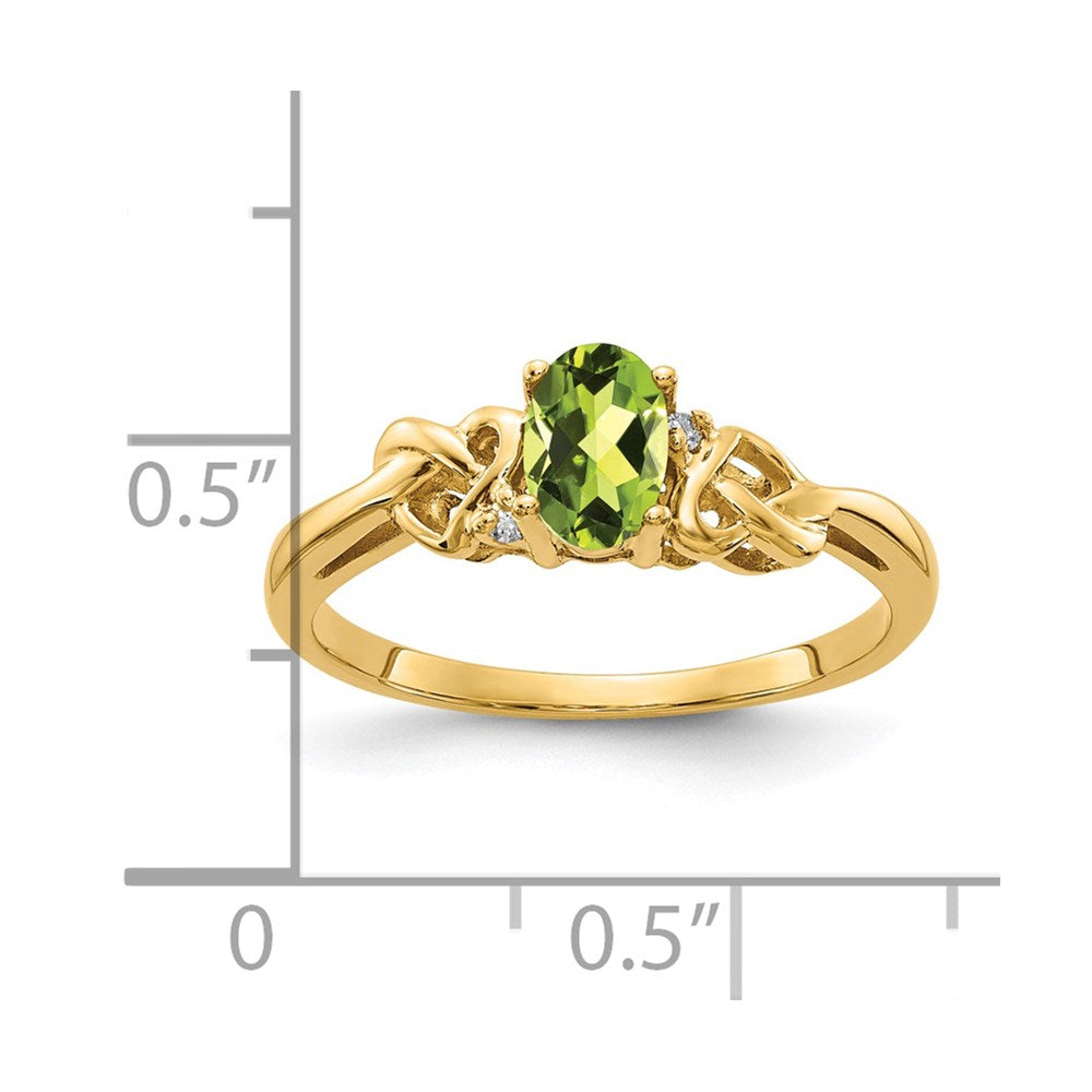 14k 6x4mm Oval Peridot VS Diamond ring