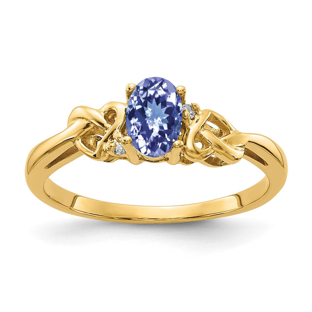 14k 6x4mm Oval Tanzanite A Diamond ring