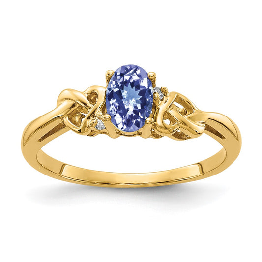 14k 6x4mm Oval Tanzanite A Diamond ring