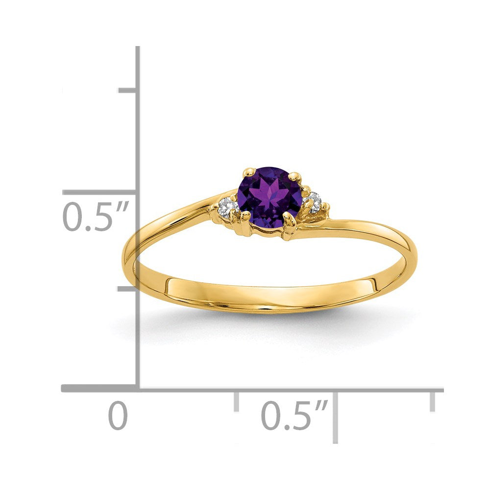 14k 4mm Amethyst AAA Diamond ring