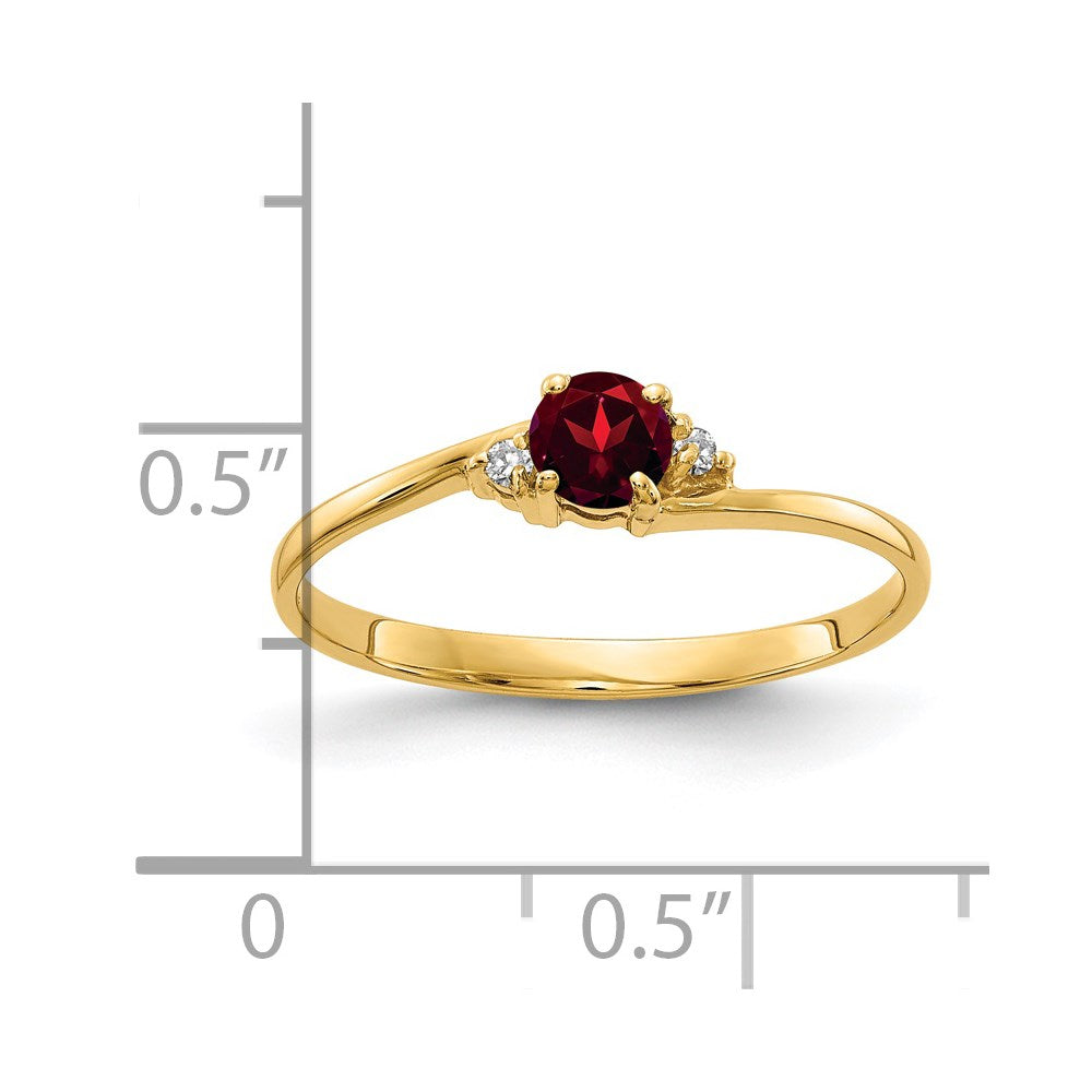 14k 4mm Garnet VS Diamond ring
