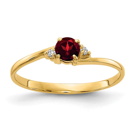 14k 4mm Garnet VS Diamond ring
