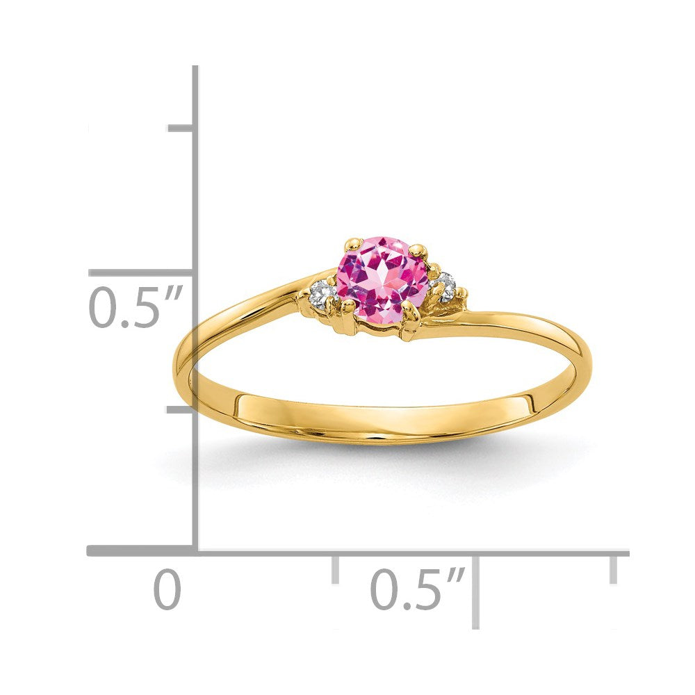 14k 4mm Pink Sapphire VS Diamond ring