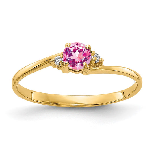 14k 4mm Pink Sapphire AAA Diamond ring