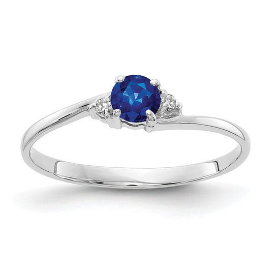 14k White Gold 4mm Sapphire A Diamond ring