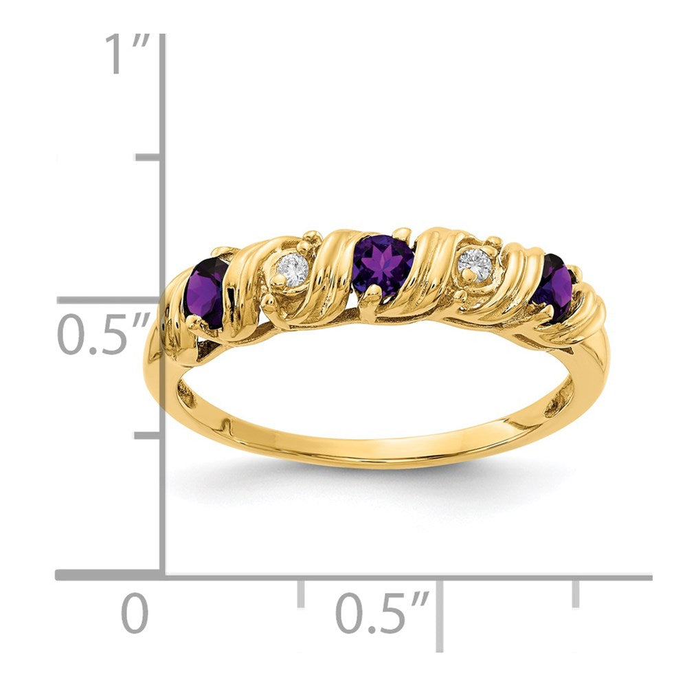 14k 2.75mm Amethyst AAA Diamond ring