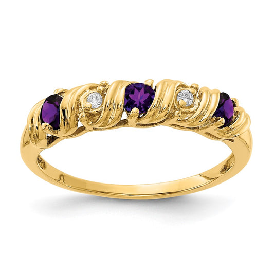 14k 2.75mm Amethyst AAA Diamond ring