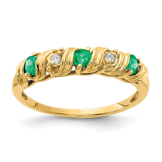 14k 2.75mm Emerald VS Diamond ring