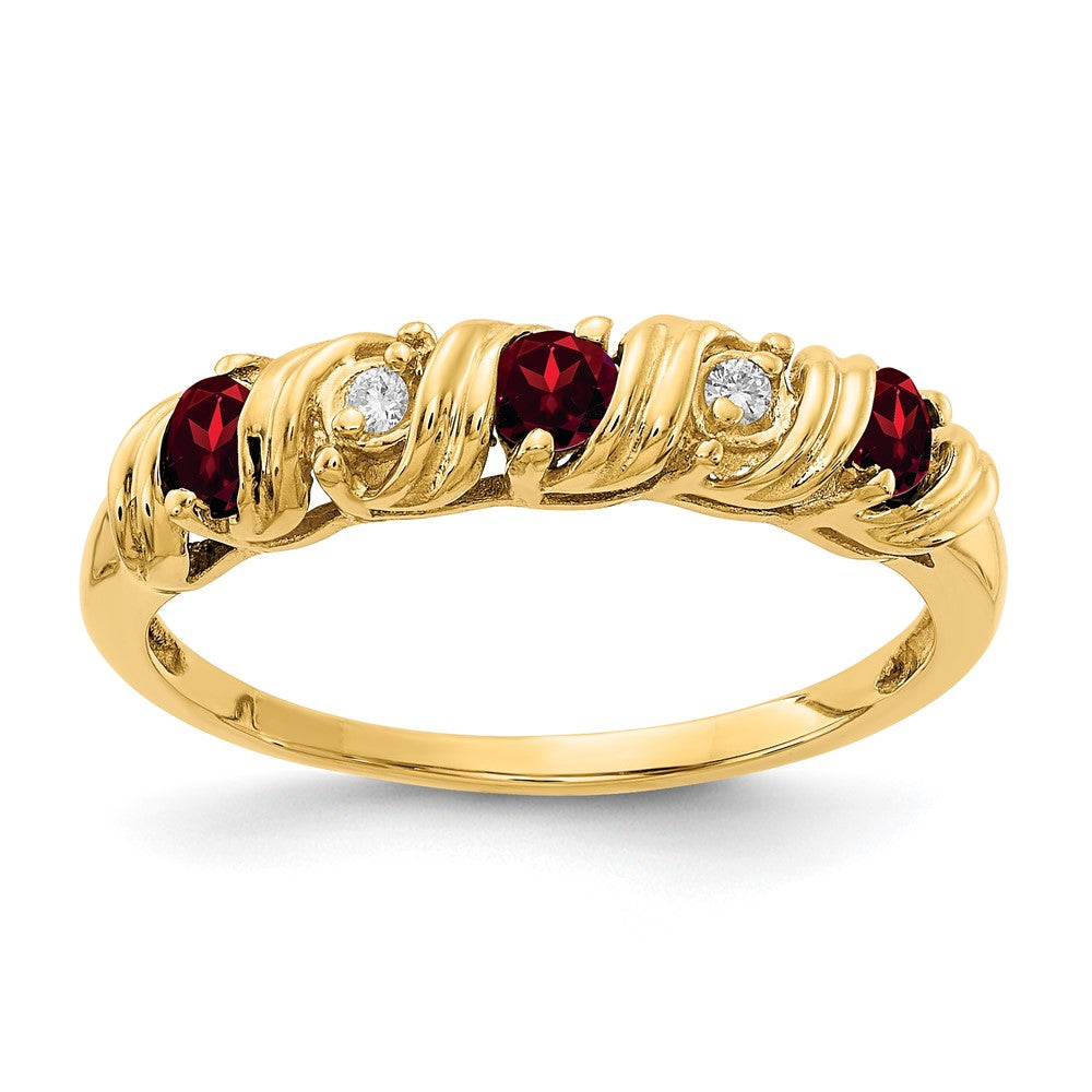 14k 2.75mm Garnet AAA Diamond ring
