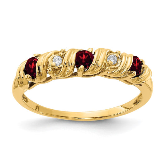 14k 2.75mm Garnet AAA Diamond ring