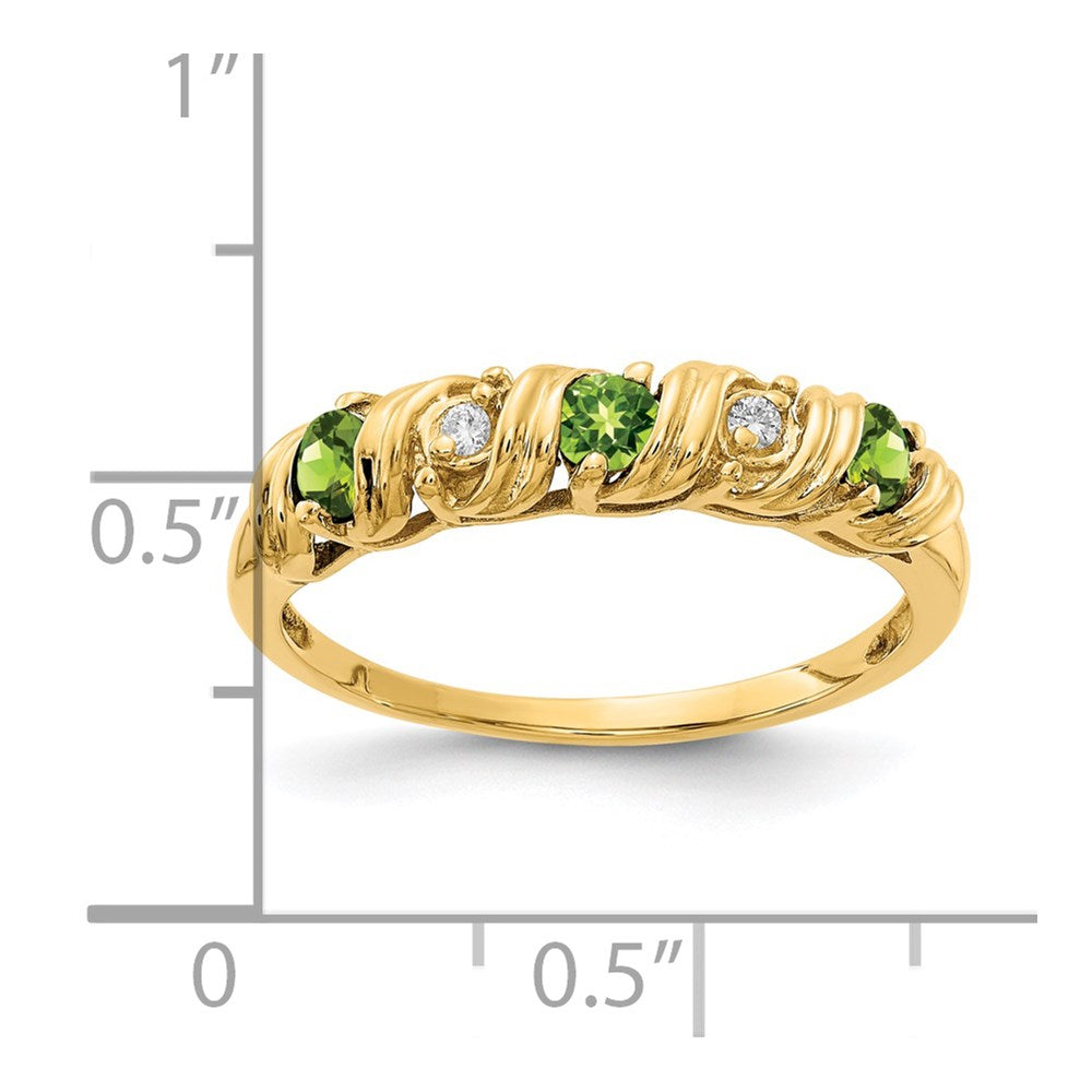 14k 2.75mm Peridot VS Diamond ring