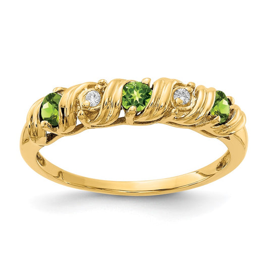 14k 2.75mm Peridot VS Diamond ring