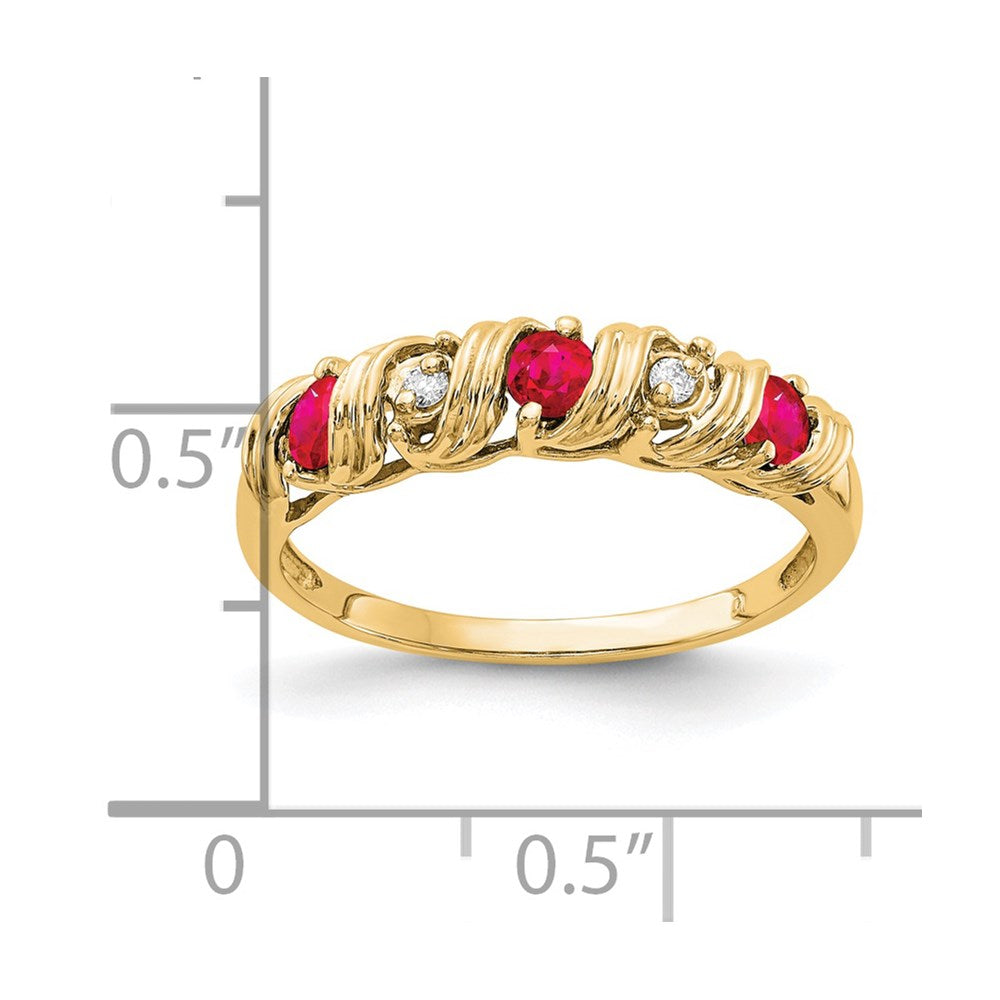 14k 2.75mm Ruby A Diamond ring