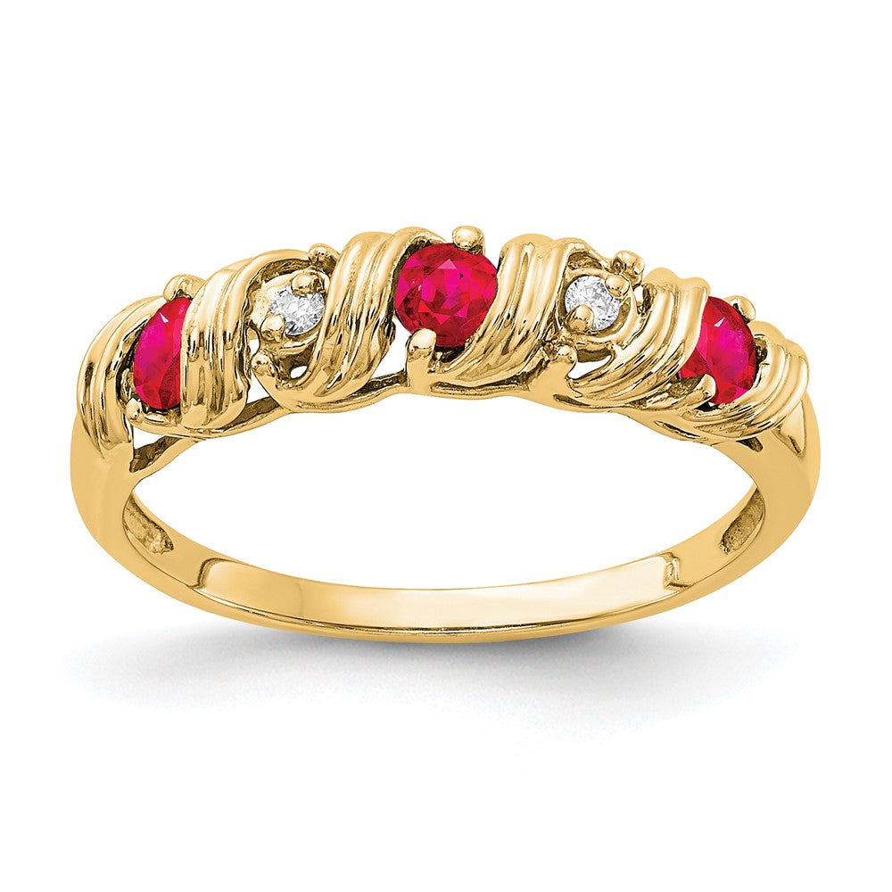 14k 2.75mm Ruby A Diamond ring