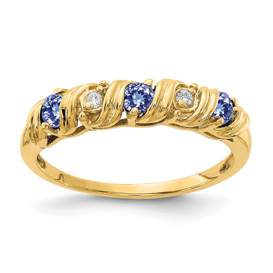 14k 2.75mm Tanzanite A Diamond ring