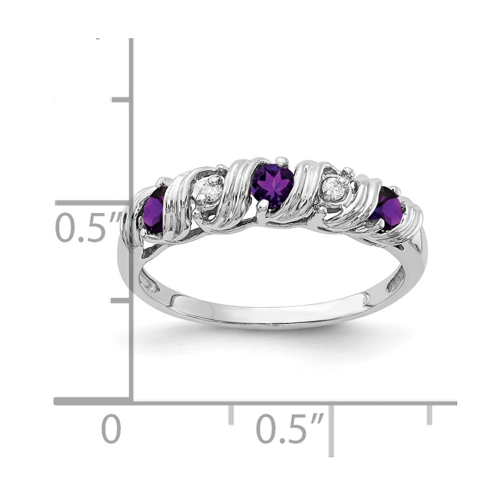14k White Gold 2.75mm Amethyst A Diamond ring