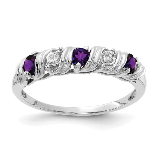14k White Gold 2.75mm Amethyst A Diamond ring