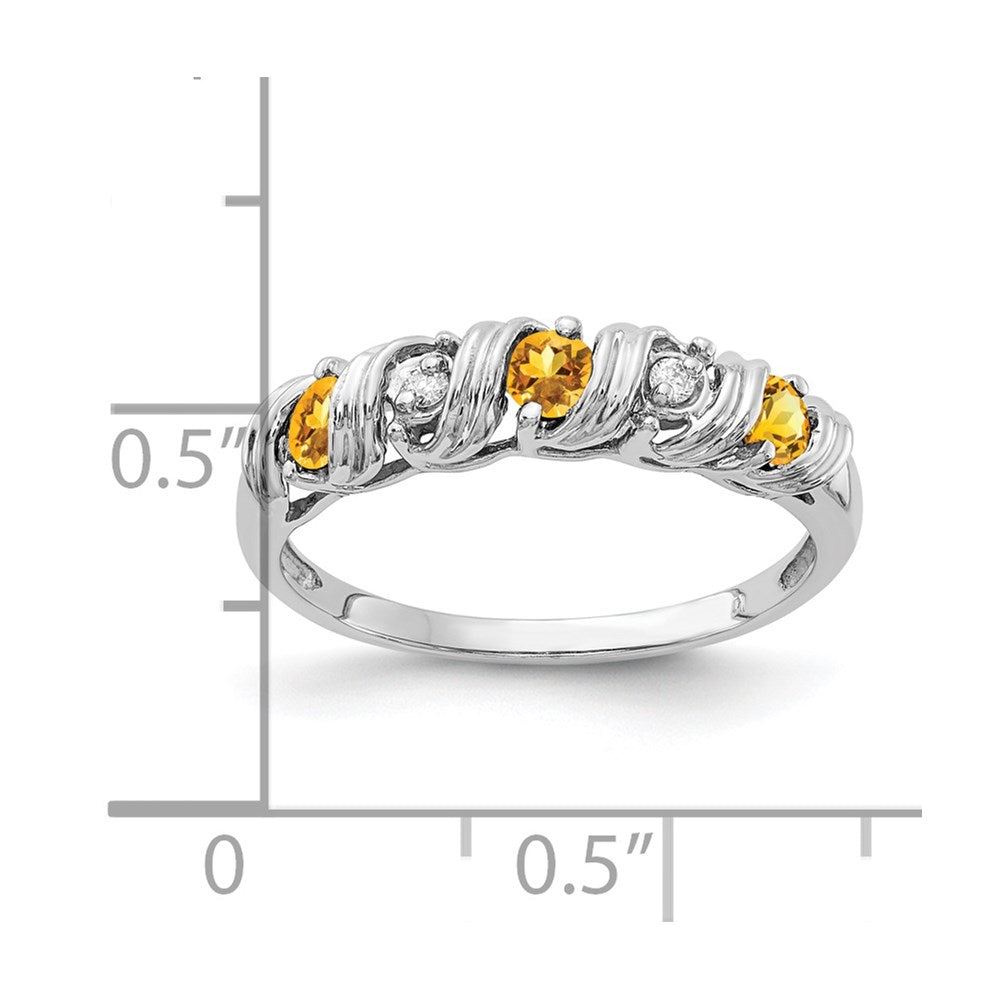 14k White Gold 2.75mm Citrine VS Diamond ring