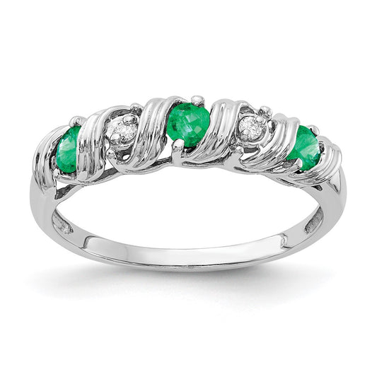 14k White Gold 2.75mm Emerald AAA Diamond ring