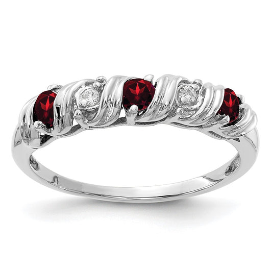 14k White Gold 2.75mm Garnet AA Diamond ring