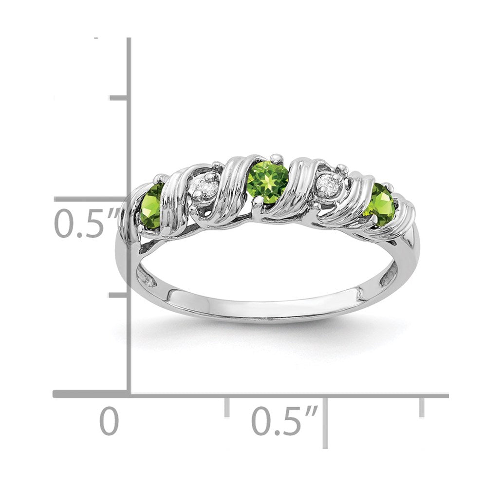 14k White Gold 2.75mm Peridot VS Diamond ring