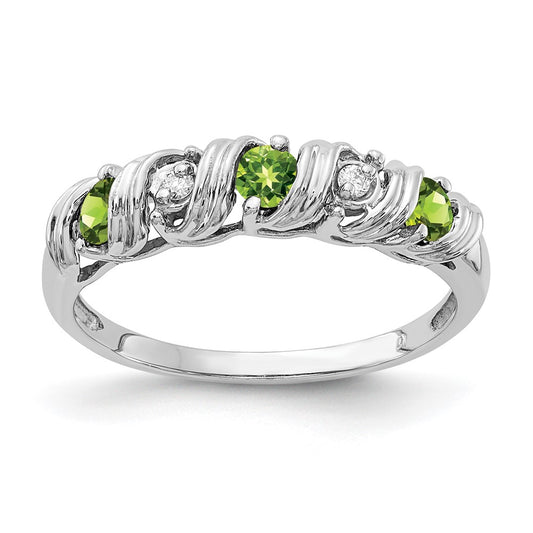 14k White Gold 2.75mm Peridot A Diamond ring