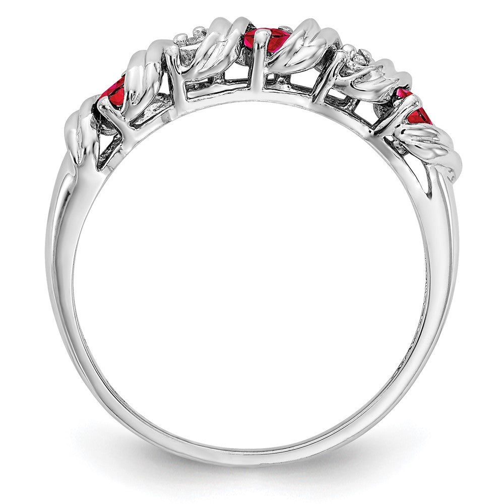 14k White Gold 2.75mm Ruby VS Diamond ring