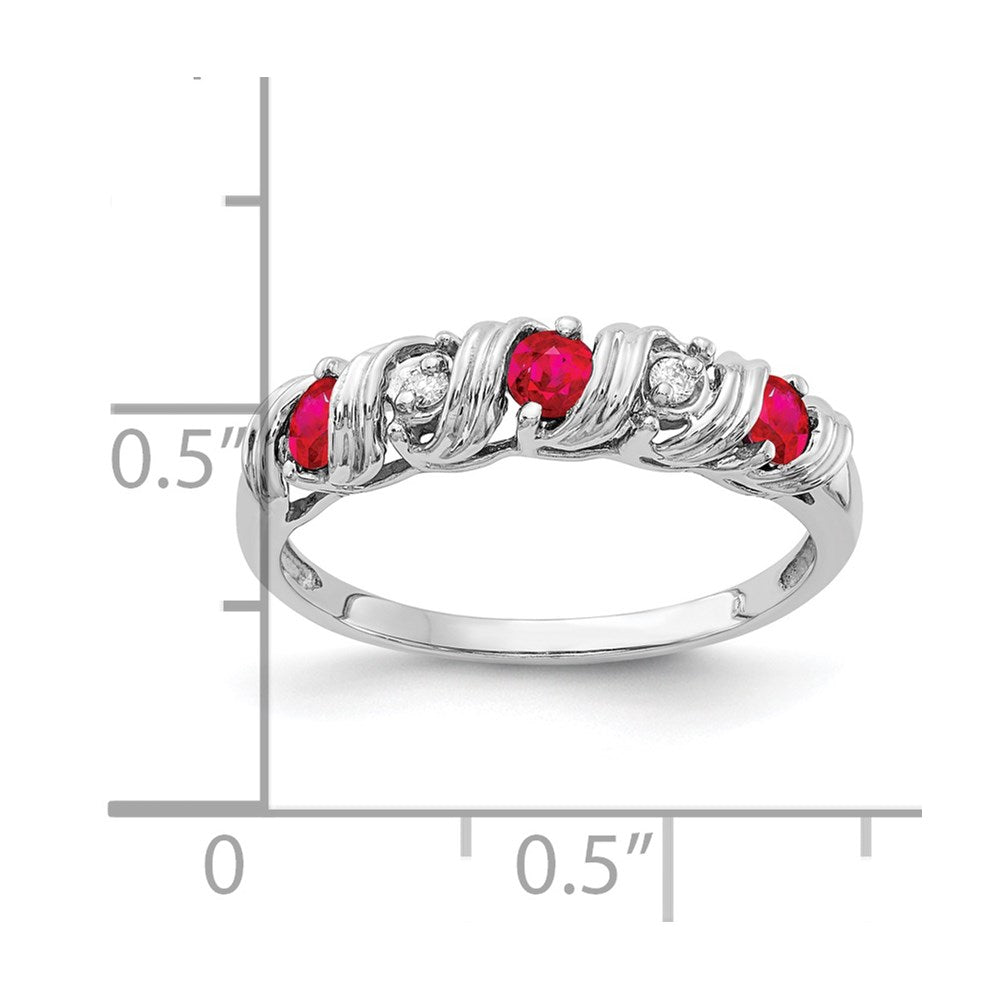 14k White Gold 2.75mm Ruby AA Diamond ring
