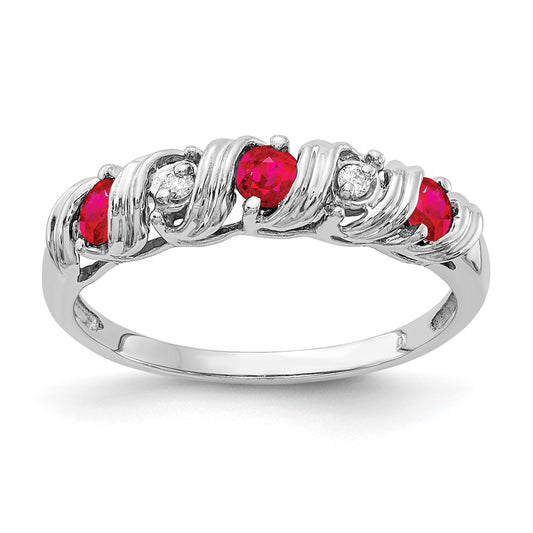 14k White Gold 2.75mm Ruby AAA Diamond ring