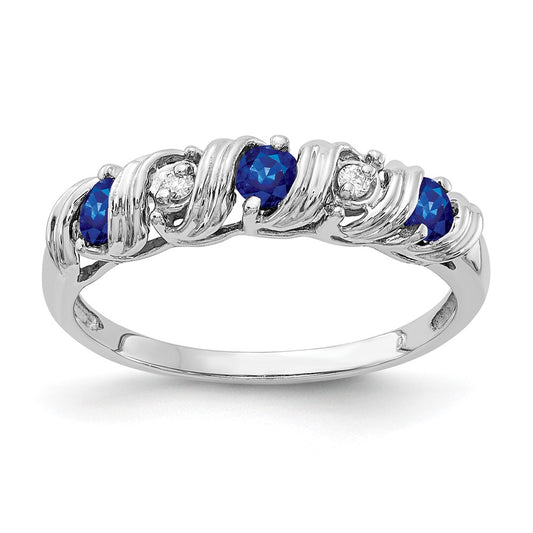 14k White Gold 2.75mm Sapphire A Diamond ring