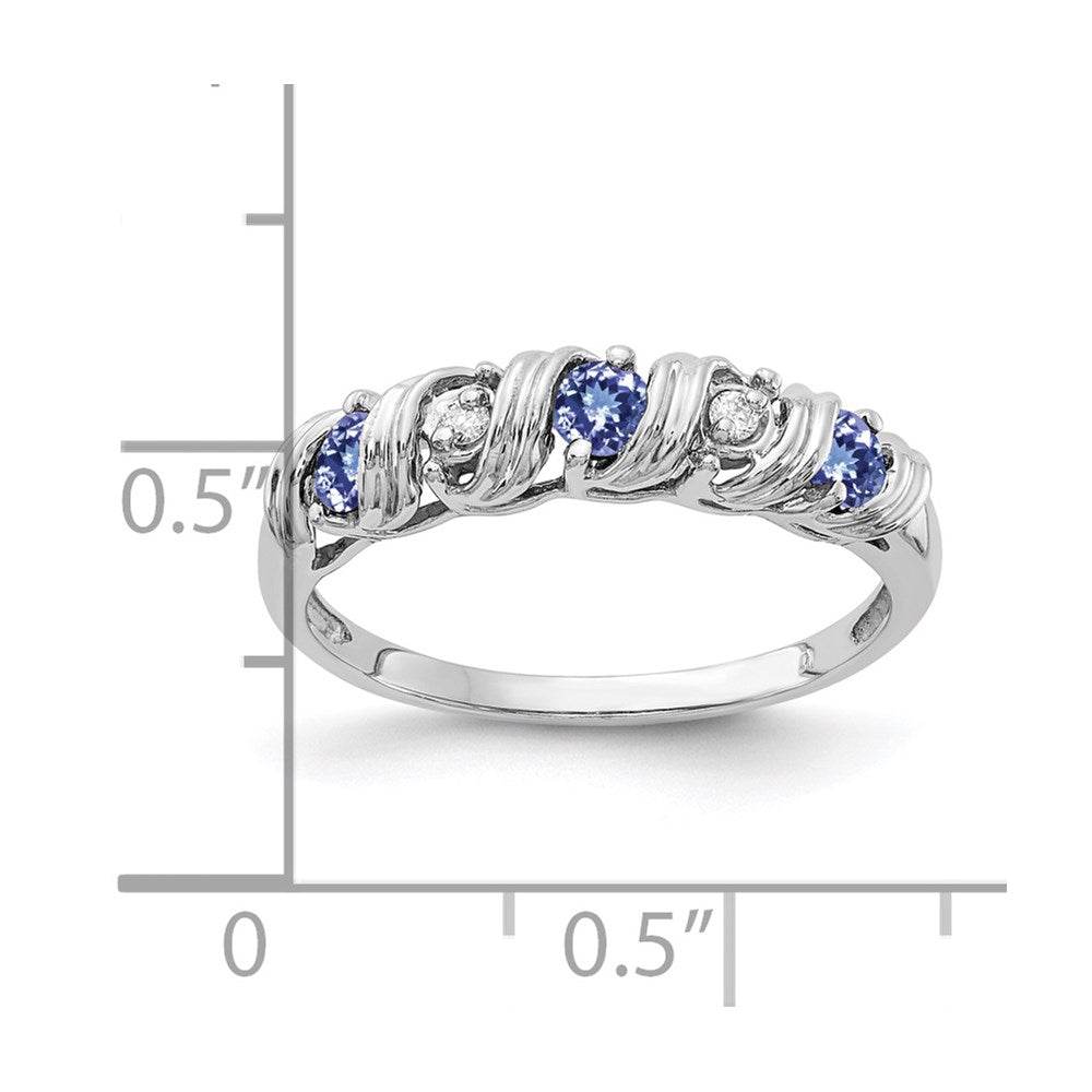 14k White Gold 2.75mm Tanzanite VS Diamond ring