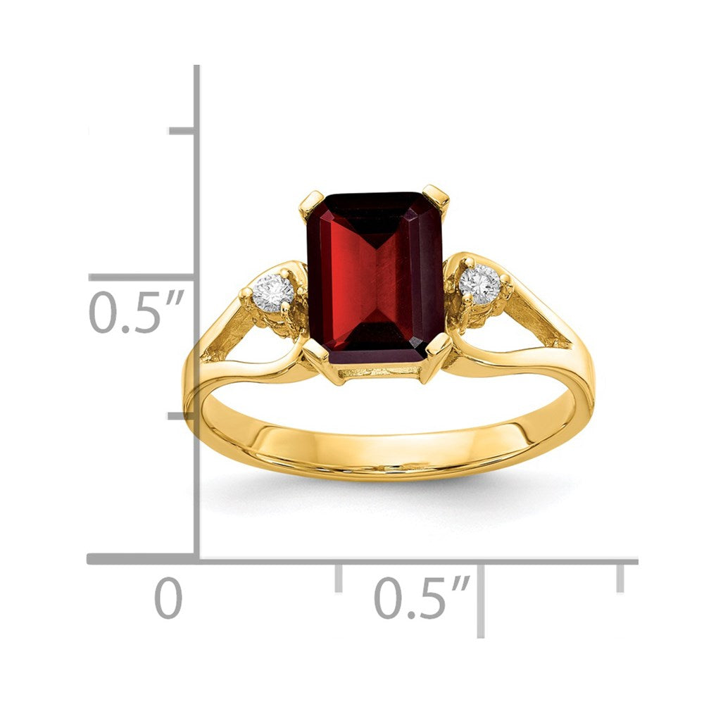 14k 8x6mm Emerald Cut Garnet AAA Diamond ring