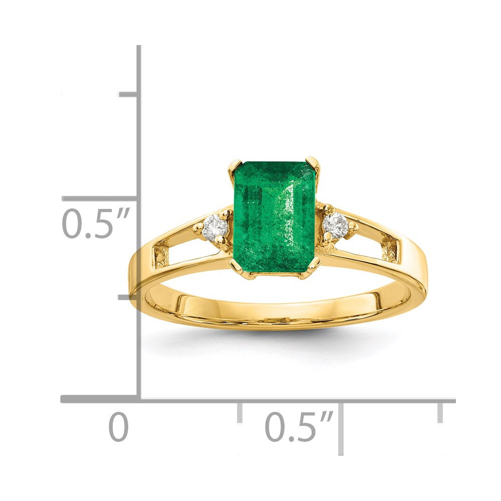 14k 7x5mm Emerald Cut Emerald AAA Diamond ring