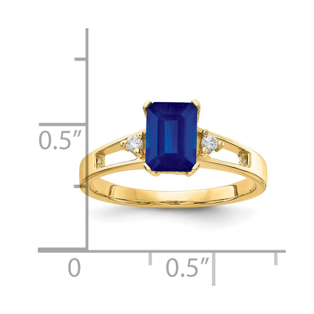 14k 7x5mm Emerald Cut Sapphire AAA Diamond ring