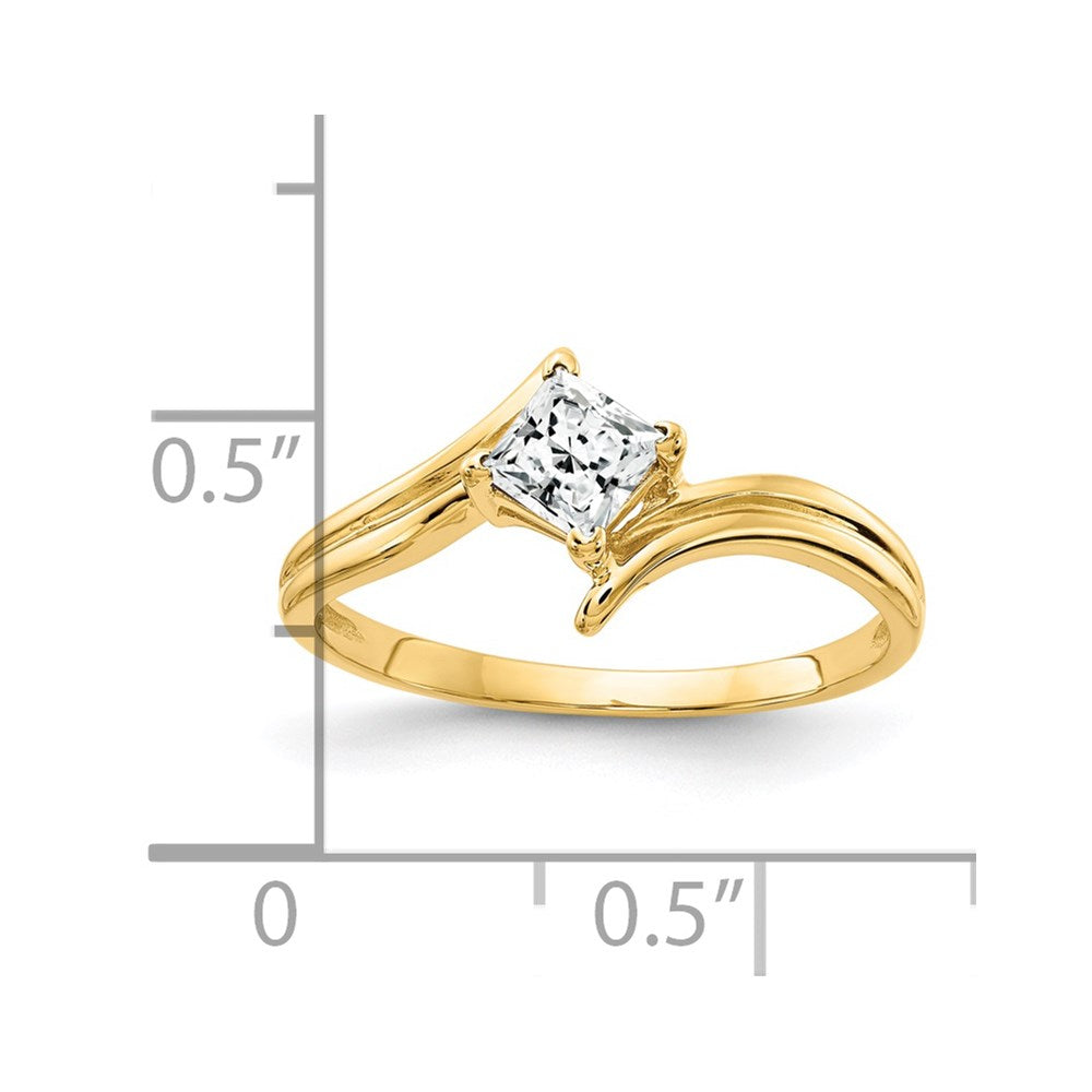 14k 4mm Princess Cut Cubic Zirconia ring