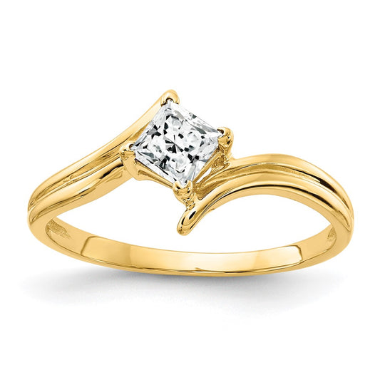 14k 4mm Princess Cut Cubic Zirconia ring