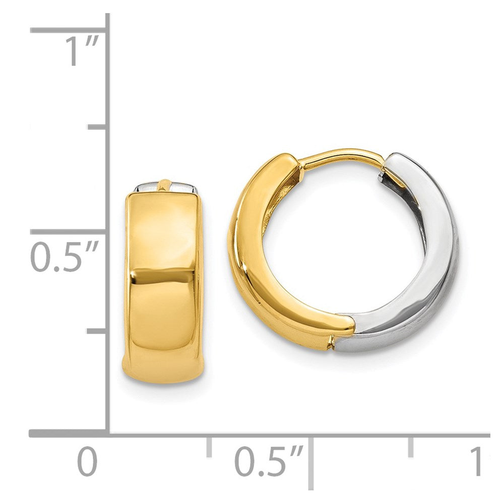 14k Two-tone Hinged Hoop Earrings
